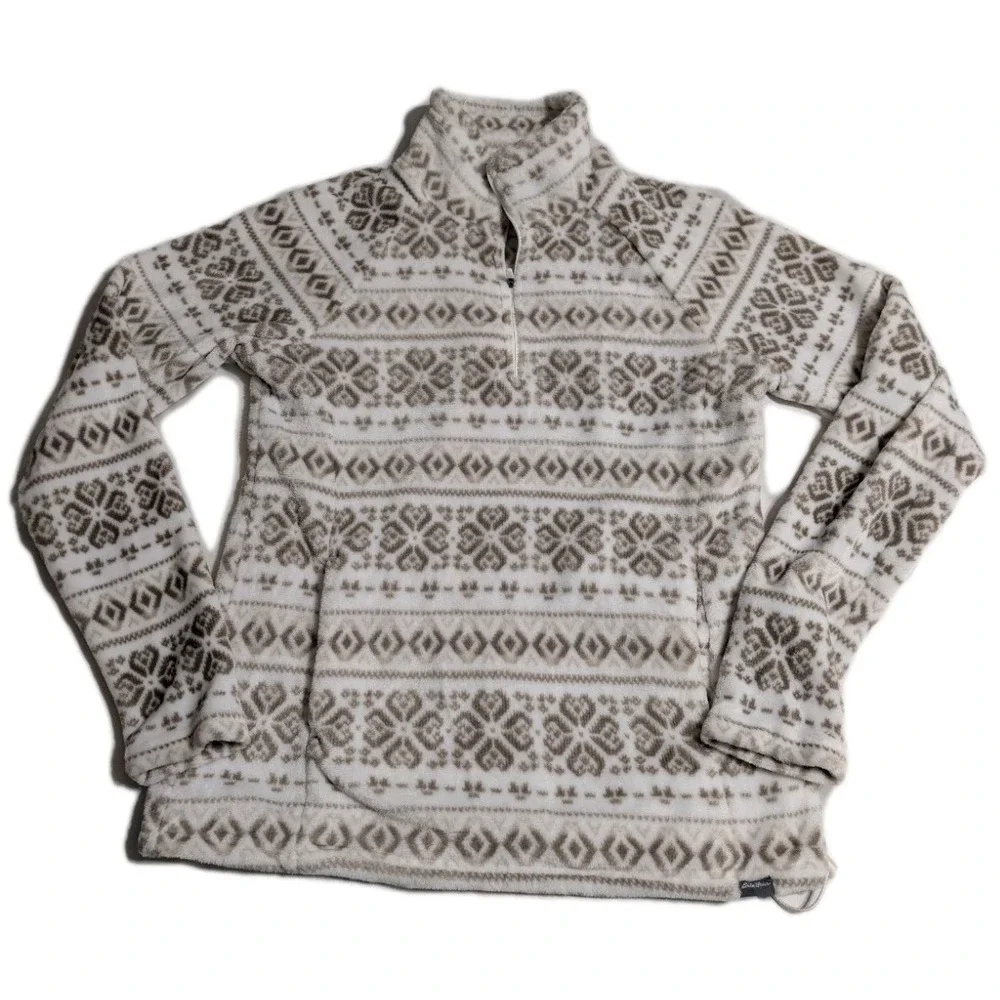 Eddie Bauer‎ Women's Snowfall Print Fleece Pullover Half Zip M